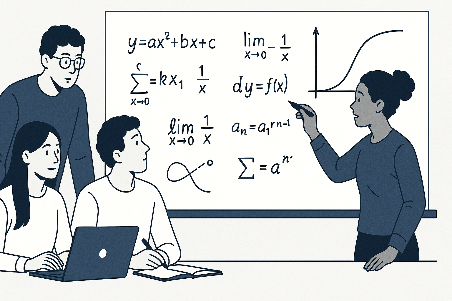 Científicos trabajando con modelos matemáticos